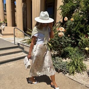 Doen floral silk slip skirt